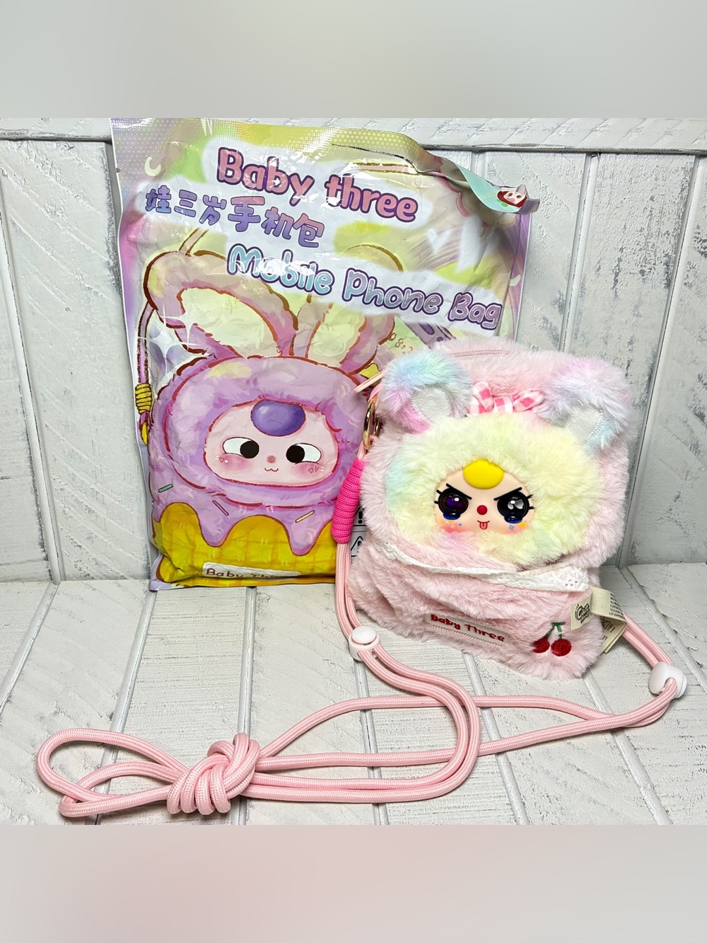 Cureplaneta Baby Three Mobile Phone Bag Berry Bunny Special Eyes Pink & Tie Dye